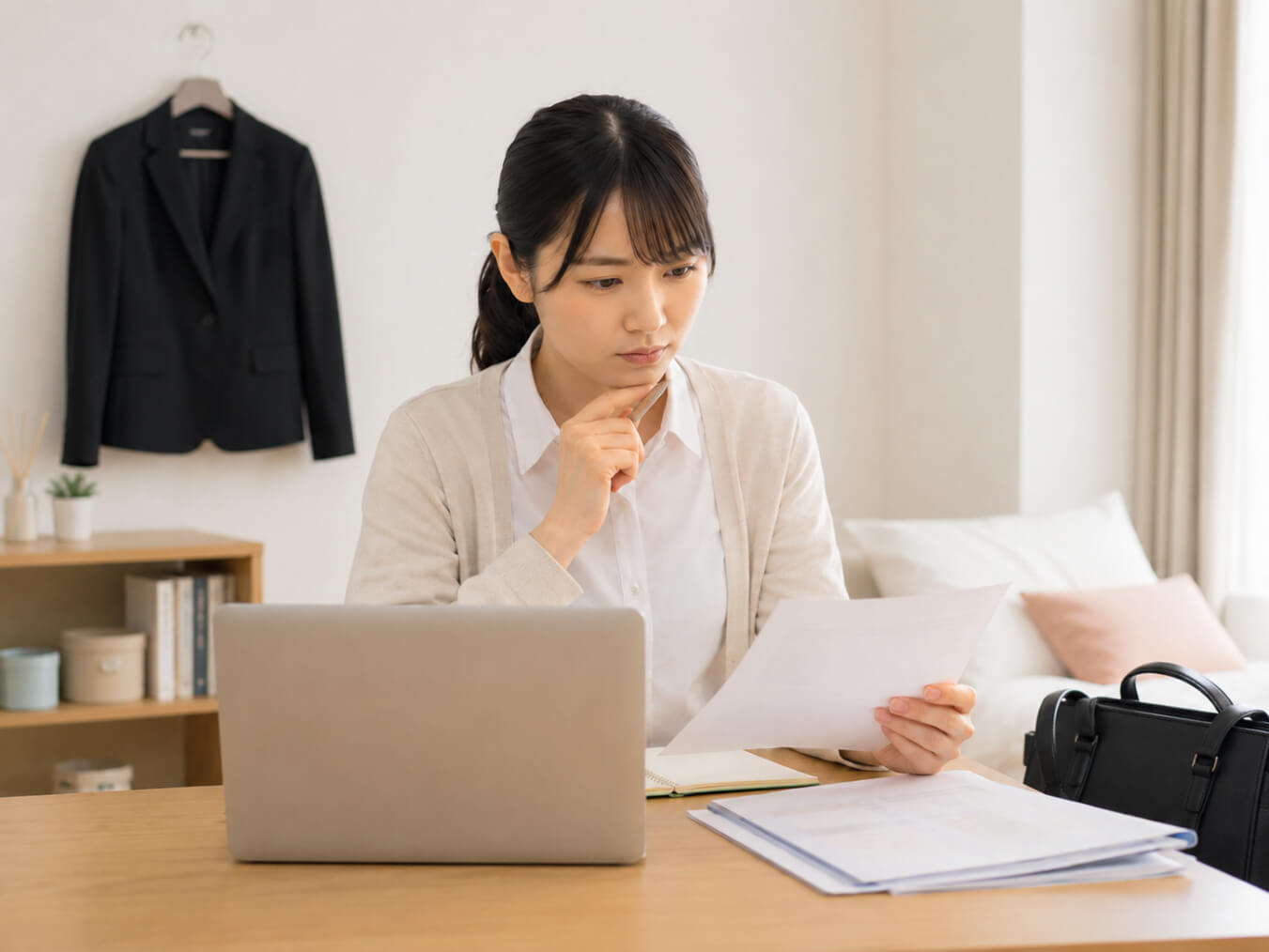 見学後に自宅で質問内容を考える学生の様子